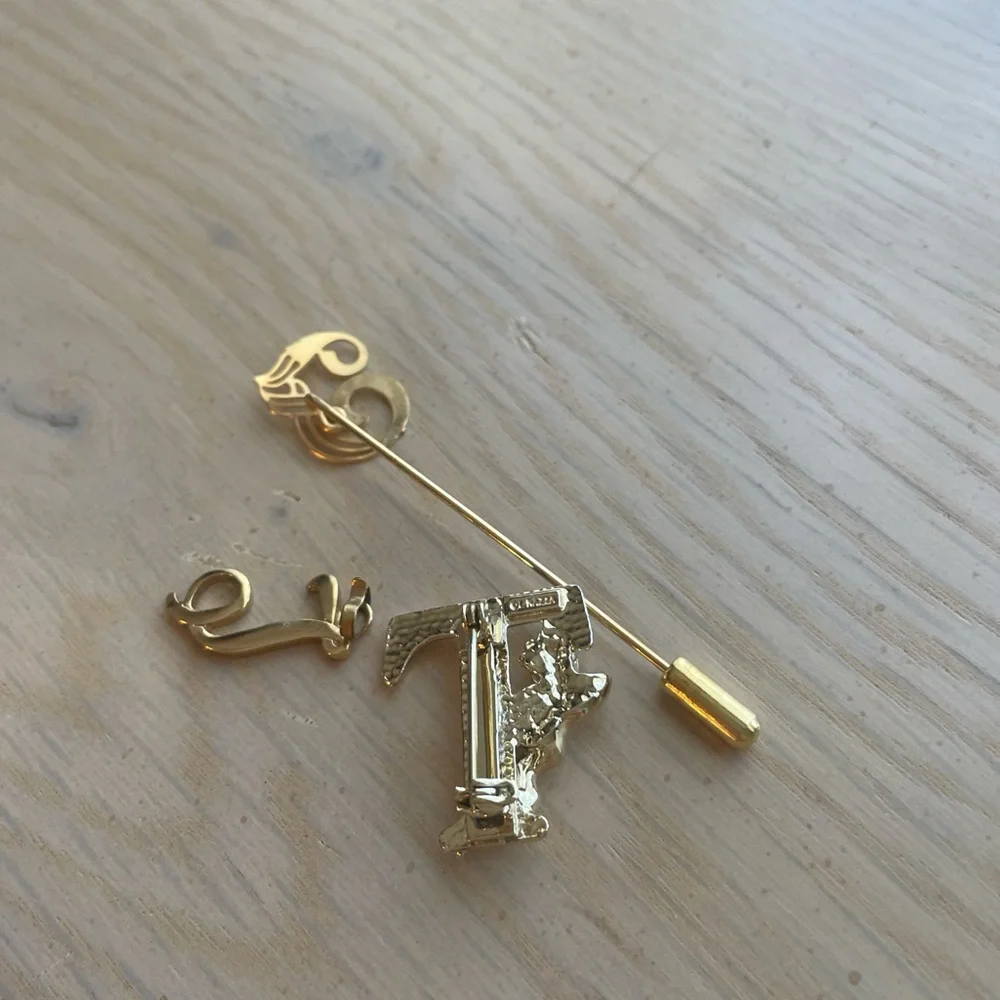 3 Vintage T Pins Initial Jewelry Gold Tone